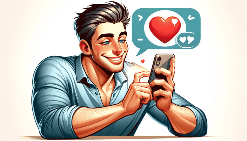 man sending a heart emoji to woman